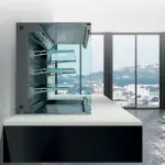 Muurmodel met topelement en "vierkante" open uitstalvitrine 3 niveau's (met gordijn), gekoeld, geventileerd, 3x GN 1/1 - Image 3