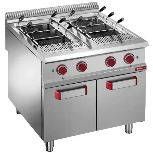 Pastakoker op gas, 2 kuipen, 2x 40 liter, op gesloten kast (zonder manden) - Main Image