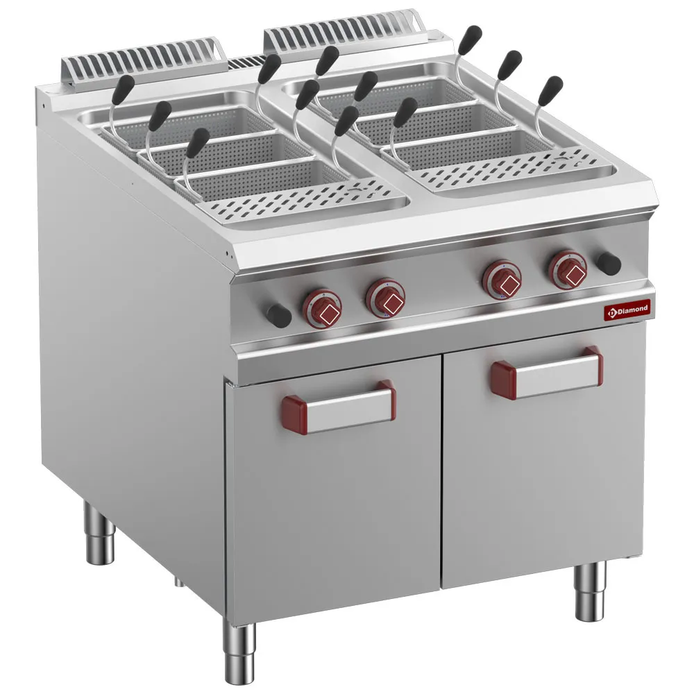 Pastakoker op gas, 2 kuipen, 40 liter, op gesloten kast (zonder manden) - Main Image