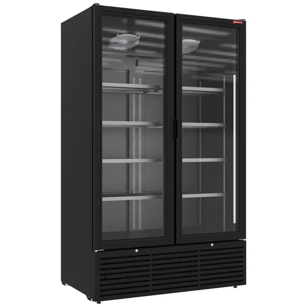 Positieve gekoelde vitrine 1142 liter, 2 draaideuren - ZWART - Main Image