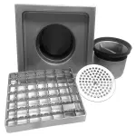 Roestvrij stalen vloerafvoergoot 400x400, zijdelingse uitgang - Image 4