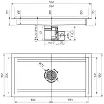Roestvrij stalen vloerafvoergoot 600x300, zijdelingse uitgang - Image 2