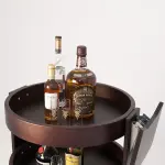 Ronde kar voor flessen, 3 niveau's hout "wengé" - Image 3