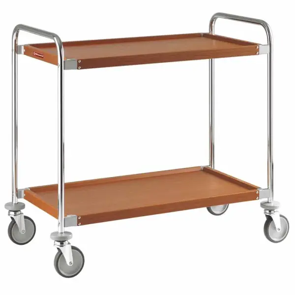 Serveerwagen "verchroomd-notelaar", 2 niveau's - Main Image