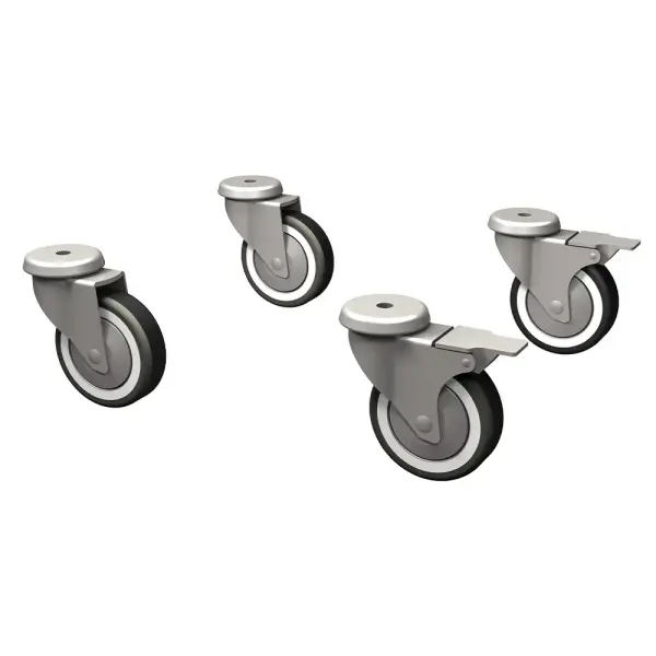 Set van 4 "gegalvaniseerde" zwenkwielen, waarvan 2 met remmen - Main Image