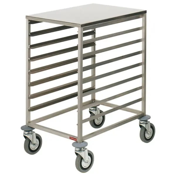 Silowagen, R.V.S. schalen, 8x 600x400 mm, 75 mm, R.V.S. bovenblad - Main Image