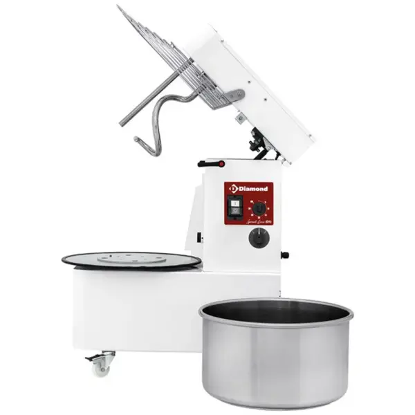 Spiraalkneder 22 liters kantelbare kop, verwijderbare kuip, 2 snelheden, timer, op wielen - Main Image