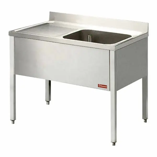 Spoeltafel met 1 kuip, 1 links druipvlak, met onderstel - Main Image