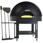 Statische koepeloven, vaste bakplaat, 6 pizza's (Ø 33) met onderstel op wielen - ZWART - Main Image