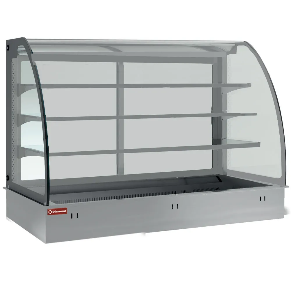 Topelement en gesloten uitstalvitrine 3 niveau's, gekoeld, geventileerd, 4x GN 1/1 (zonder waterdicht eenheid) - Main Image