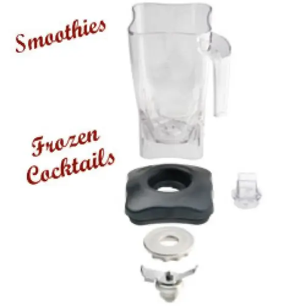 Vierkante Lexan beker 2 liters met deksel en mes (2 bladen) - Main Image