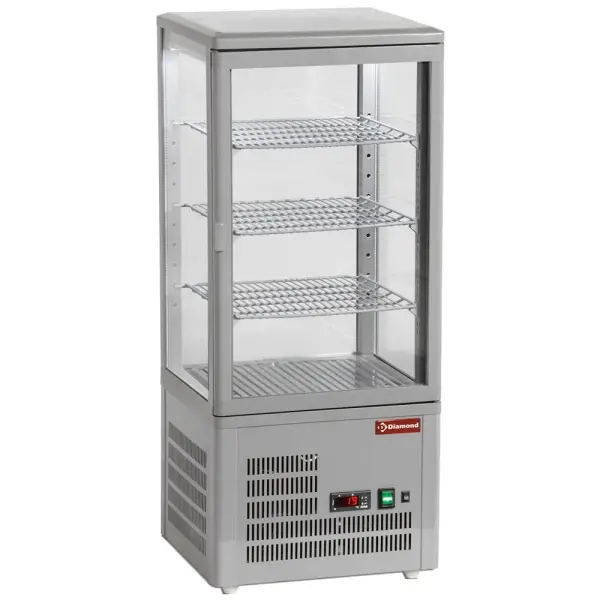 Vitrine tafelmodel geventileerd, 4 glazen zijden, 4 niveau "Grey" - Main Image
