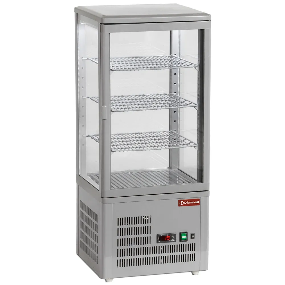 Vitrine tafelmodel geventileerd, 4 glazen zijden, 4 niveau "Grey" - Main Image