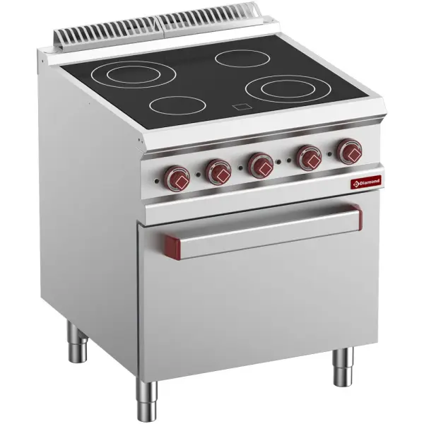 Vitrokeramisch fornuis met 4 zones, oven GN 2/1 met elektrische grill - Main Image