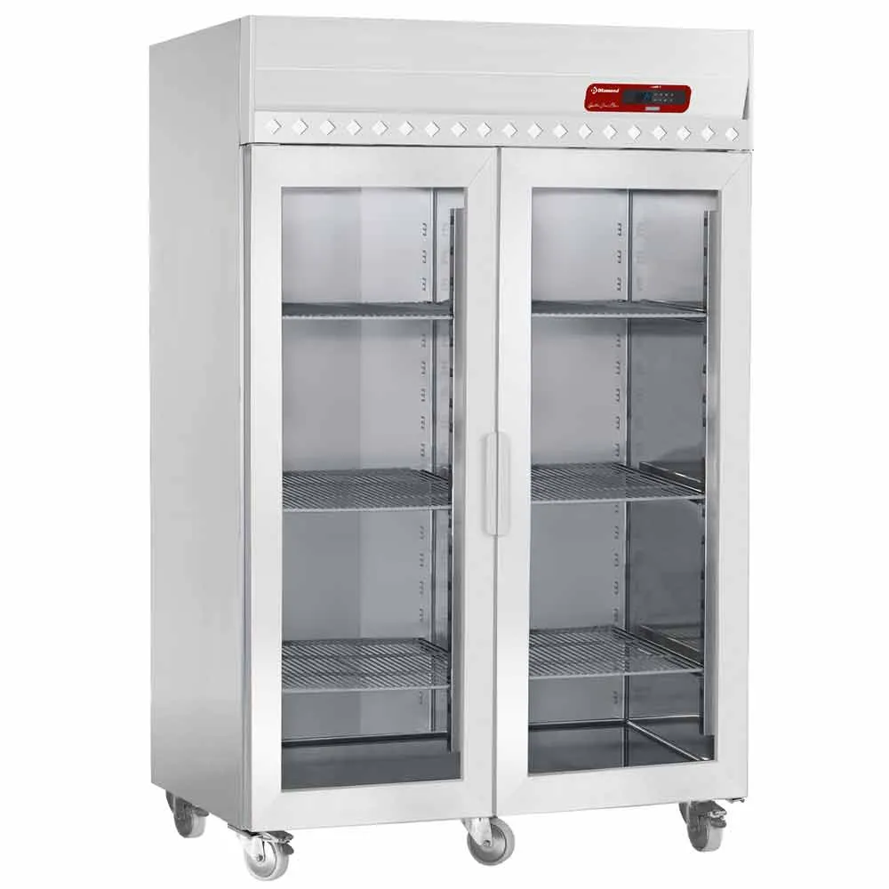 Vrieskast geventileerd 1400 liter, 2 glazen deuren GN 2/1, op wielen - Main Image