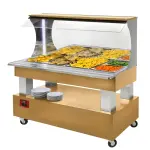Warm wandbuffet, bain-marie, 4x GN 1/1-150 (Licht eiken hout) - Main Image