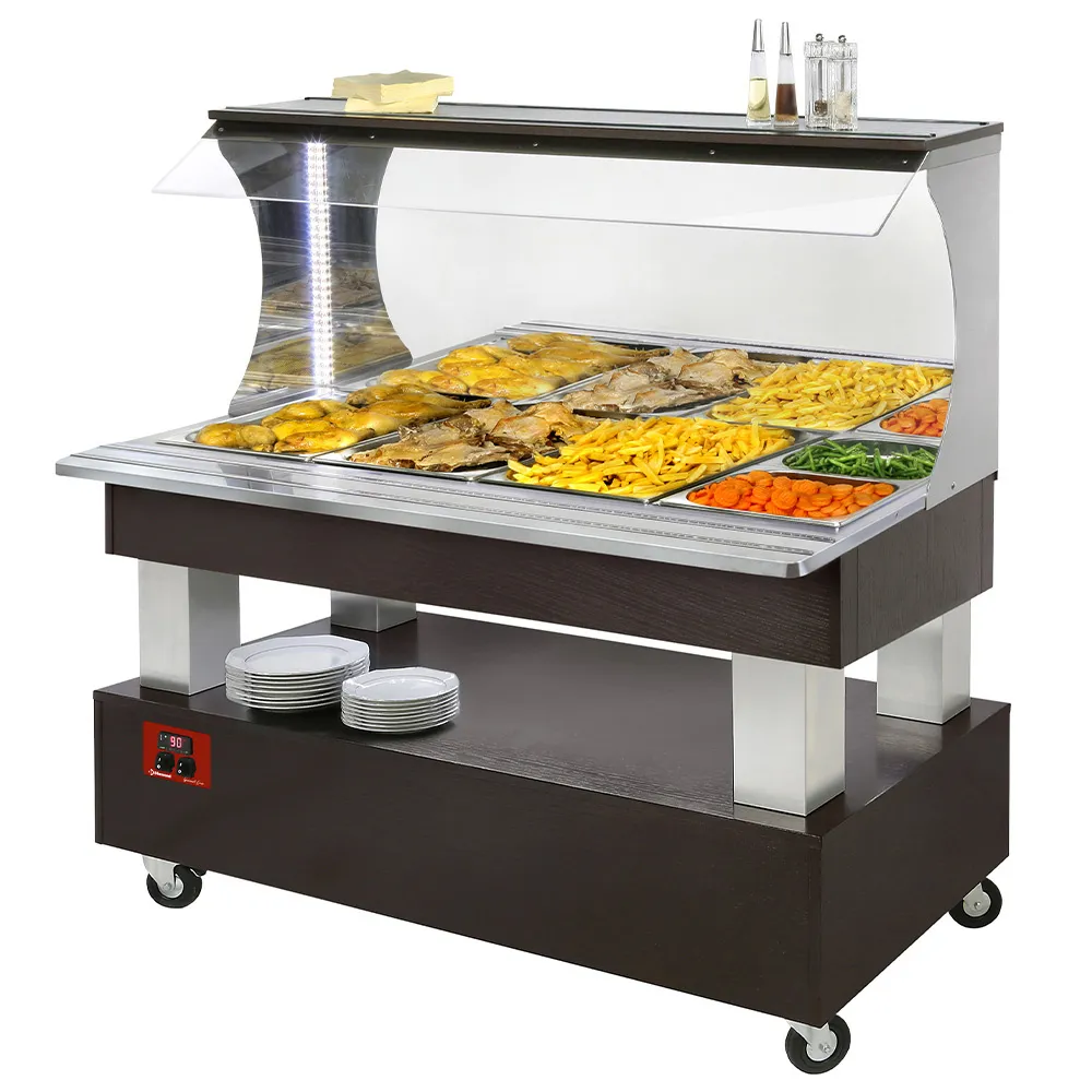 Warm wandbuffet, bain-marie, 4x GN 1/1-150 (Wengé hout) - Main Image