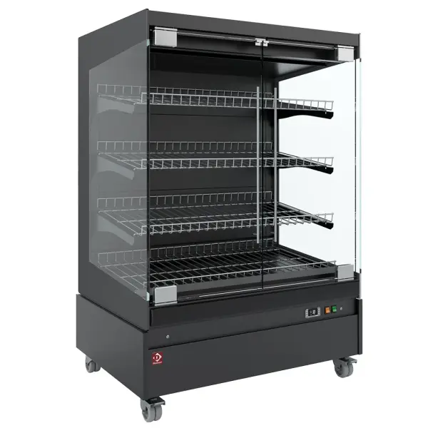 Warmte vitrine, zelfbediening, met glazen deur, op wielen - FULL BLACK - Main Image