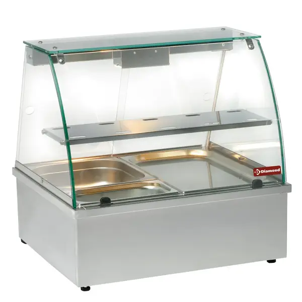 Warmvitrine, bain-marie 2x GN 1/1, panoramische - Main Image