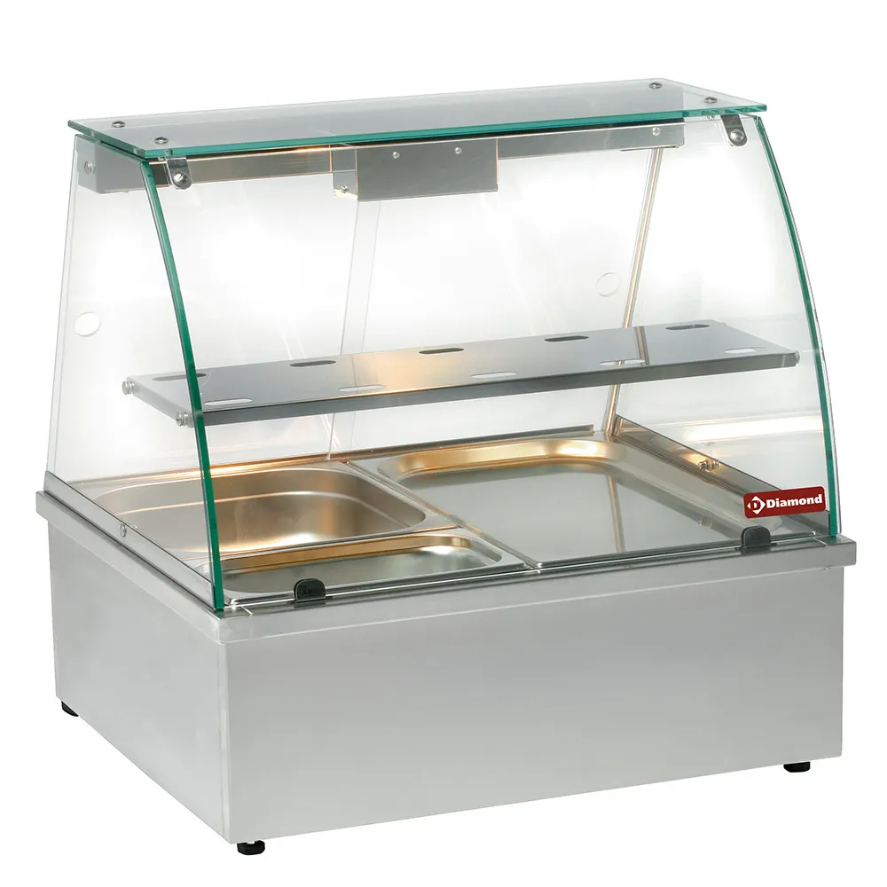 Warmvitrine, bain-marie 2x GN 1/1, panoramische - Main Image