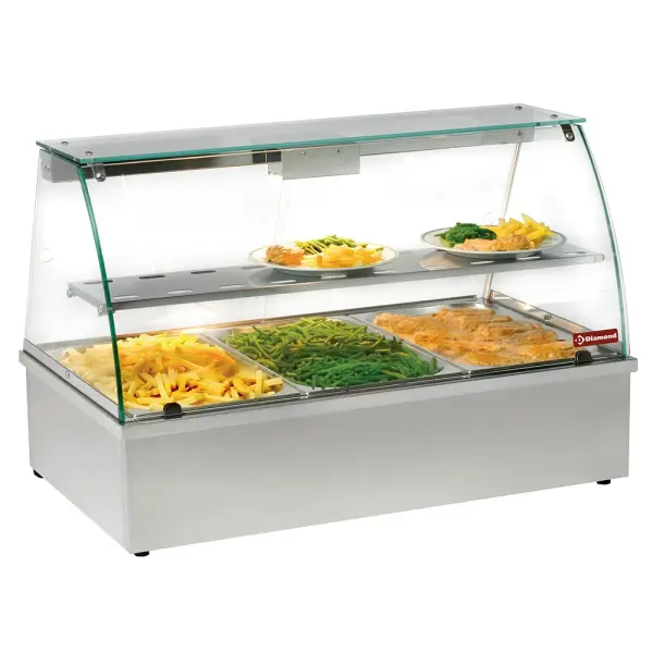 Warmvitrine, bain-marie 3 GN 1/1, panoramisch - Main Image