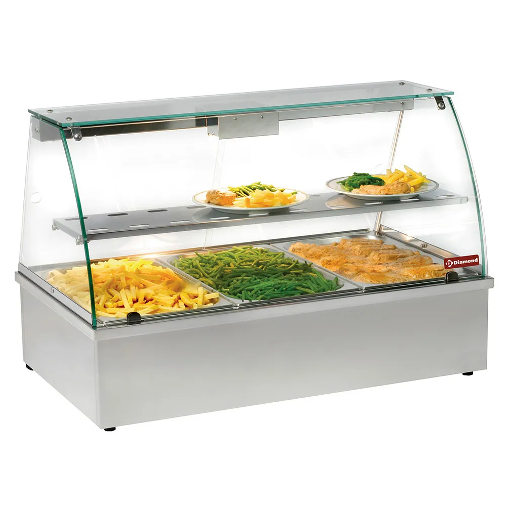 Warmvitrine, bain-marie 3 GN 1/1, panoramisch - Main Image