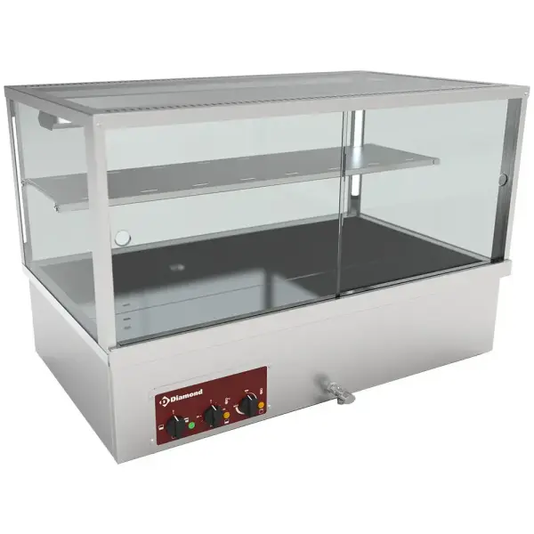 Hot display case, bain-marie 3 GN 1/1, panoramic - Main Image