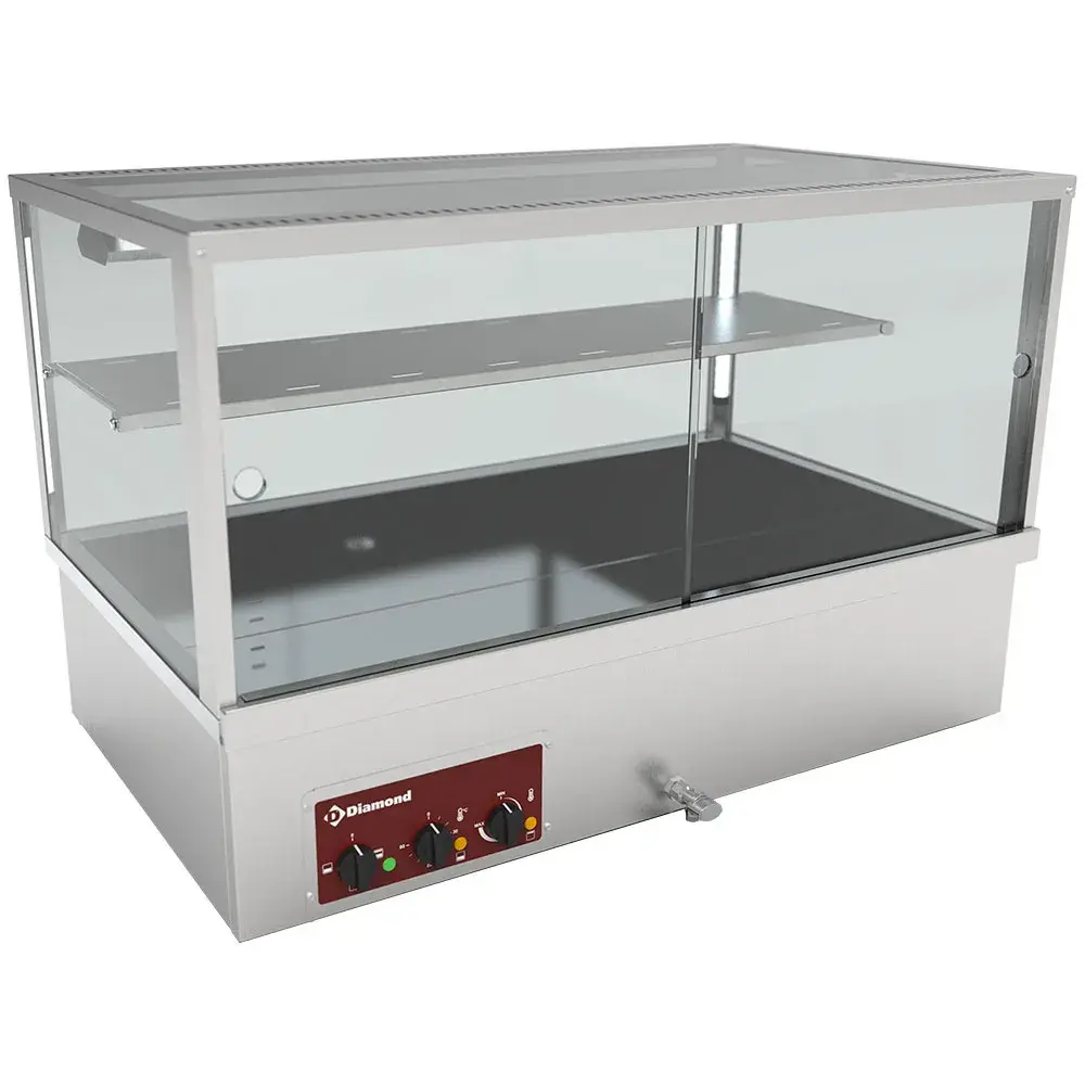 Hot display case, bain-marie 3 GN 1/1, panoramic - Main Image