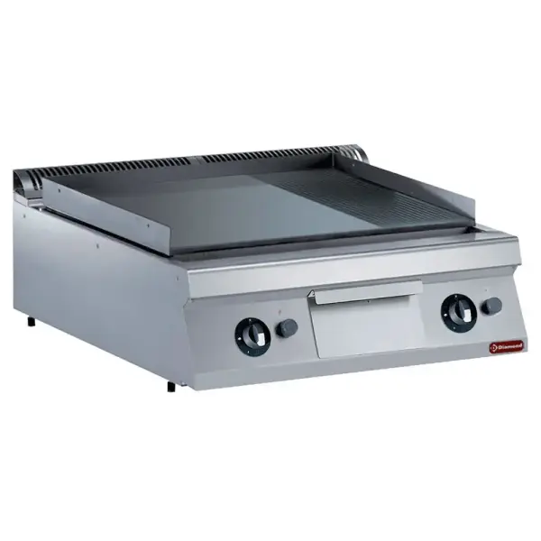 Bakplaat op gas, 2/3 vlak en 1/3 geribd, hard verchroomde -TOP- - Main Image