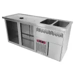 Bar toonbank met 2 compartimenten, afdruiprek + rooster, 2 spoelbakken rechts. - Main Image