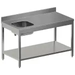 Chef-tafel met onderblad, spoelbak links + achteropstand - Main Image