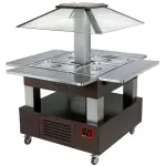 Eiland bain-marie warm buffet, gemotoriseerd koepel 4x GN 1/1-150 (Wengé hout) - Main Image