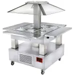 Eiland bain-marie warm buffet, gemotoriseerd koepel 4x GN 1/1-150 (wit hout) - Main Image