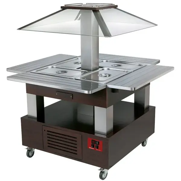 Eiland Buffet - Salad bar, gekoeld, 4x GN 1/1-150 (Wengé hout) - Main Image