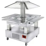 Eiland Buffet - Salad bar, gekoeld, 4x GN 1/1-150 (wit hout) - Main Image