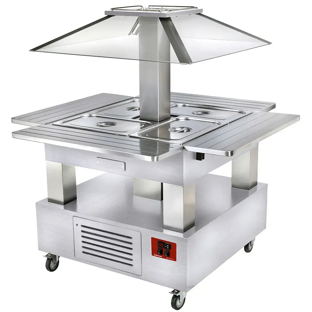 Eiland Buffet - Salad bar, gekoeld, 4x GN 1/1-150 (wit hout) - Main Image