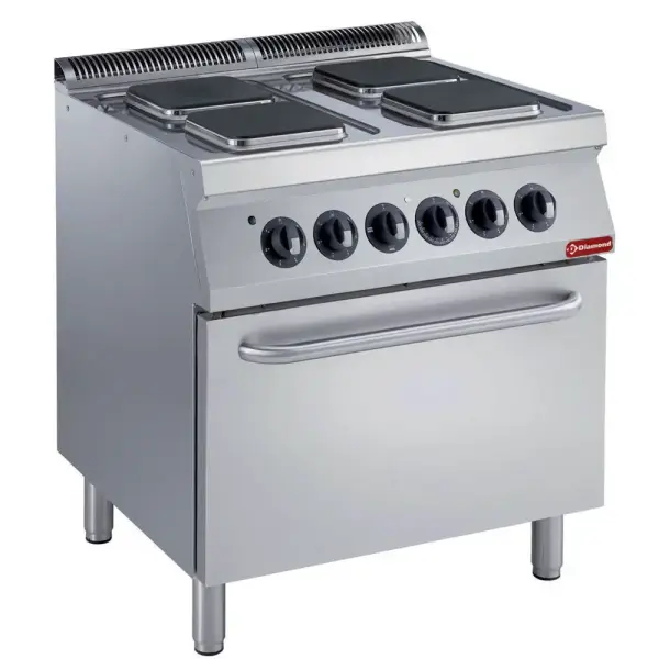 Elektrisch fornuis 4 vierkante platen, elektrische oven GN 2/1 - Main Image