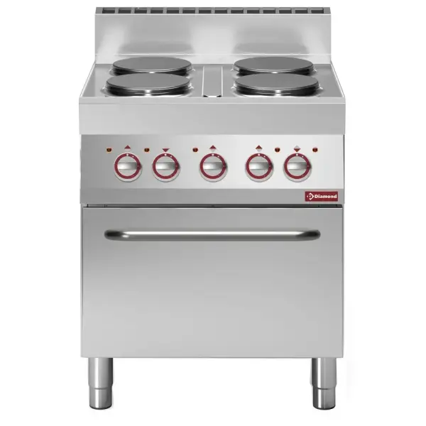 Elektrisch fornuis met 4 ronde kookplaten met convectie-oven GN 1/1 - Main Image