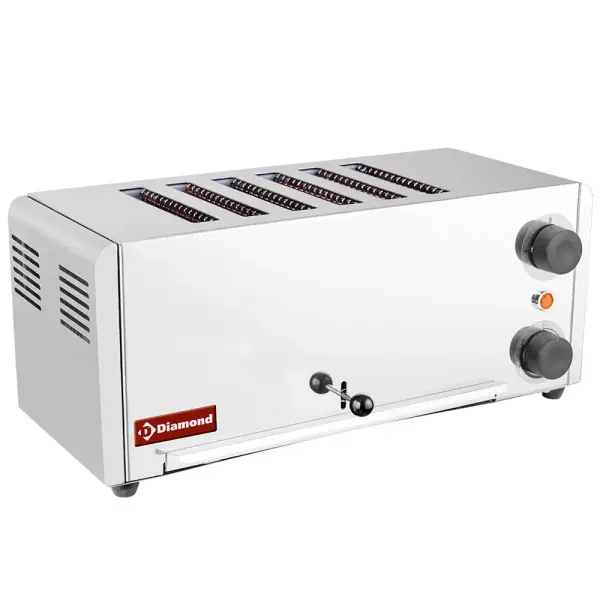 Elektrische broodrooster, 6 sneden - roestvrij staal. - Main Image