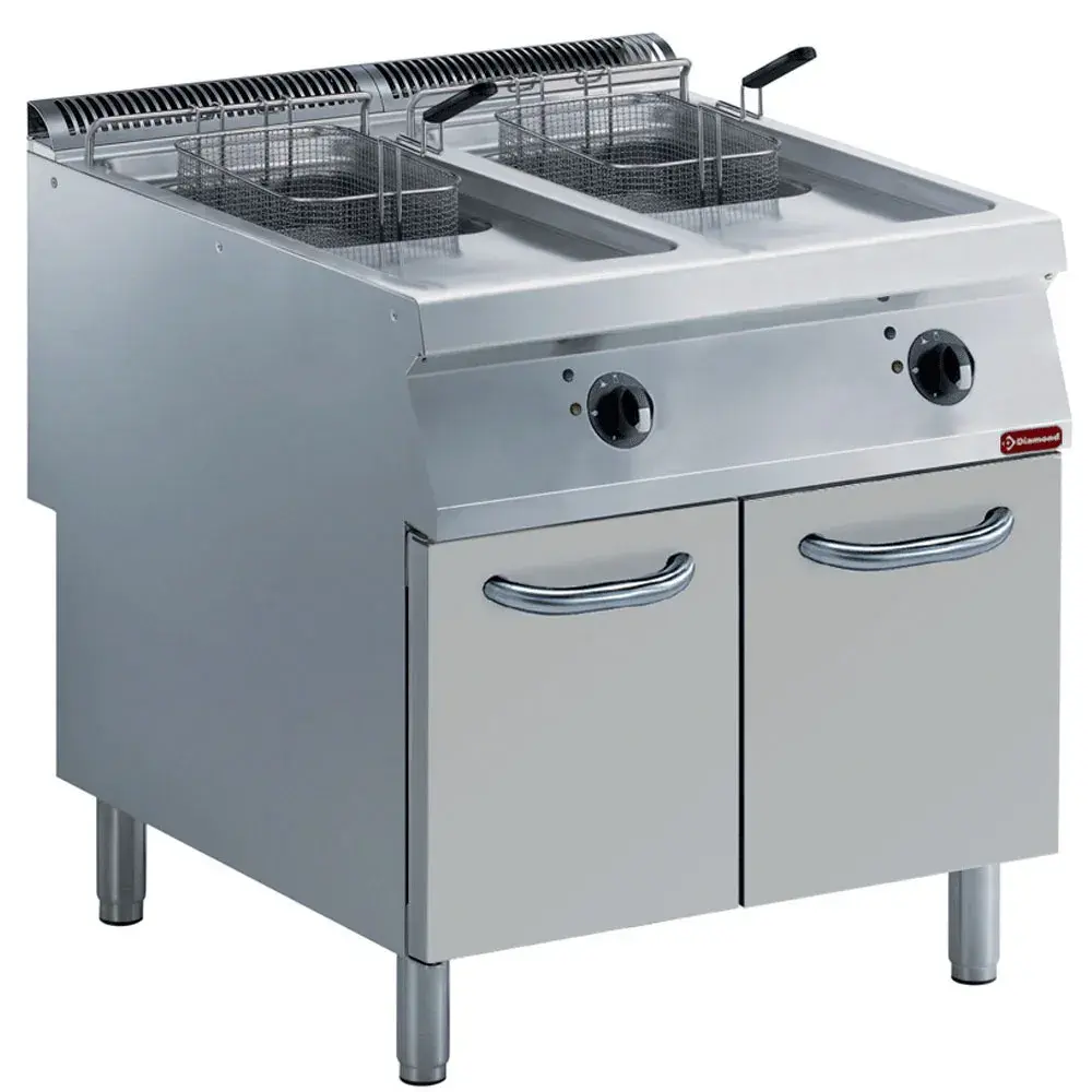 Elektrische friteuse 2 kuipen van 15 liter op meubel - Main Image