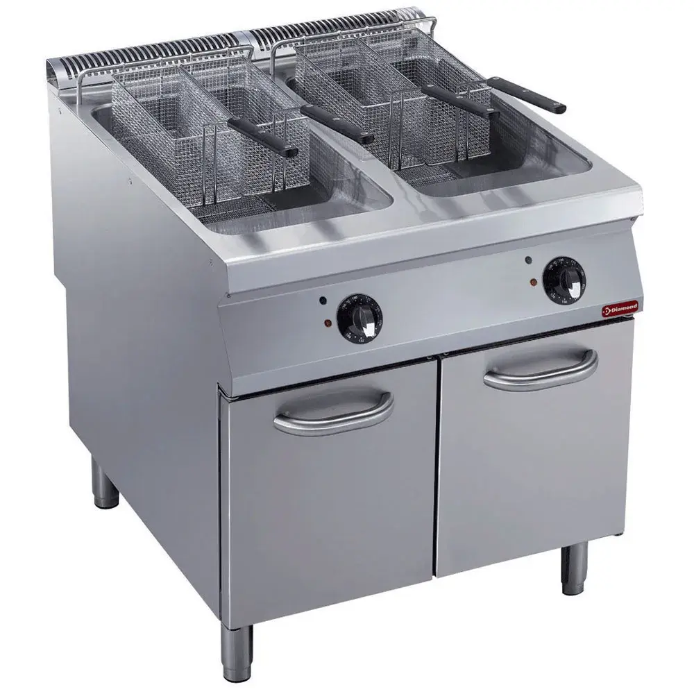 Elektrische friteuse 2 kuipen "Y" 23 lit., buitenkant branders, op meubel - Main Image