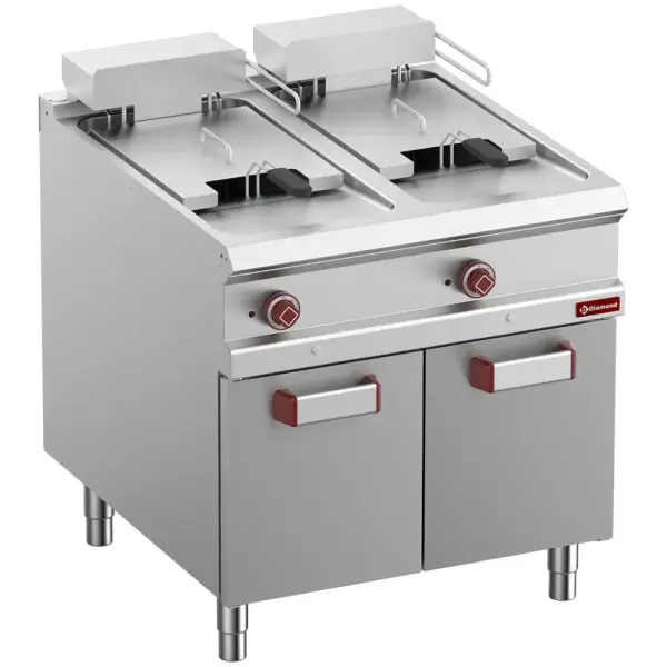 Elektrische friteuse met 2 kuipen 18 lit. op gesloten kast - Main Image