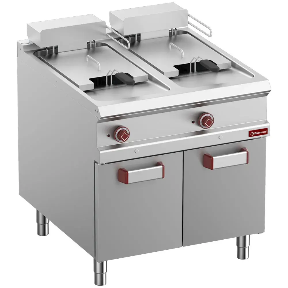 Elektrische friteuse met 2 kuipen 18 lit. op gesloten kast - Main Image