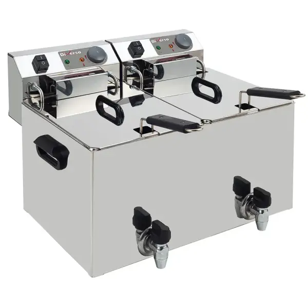 Elektrische friteuse tafelmodel 2x 10 liter + aftapkraan - Main Image