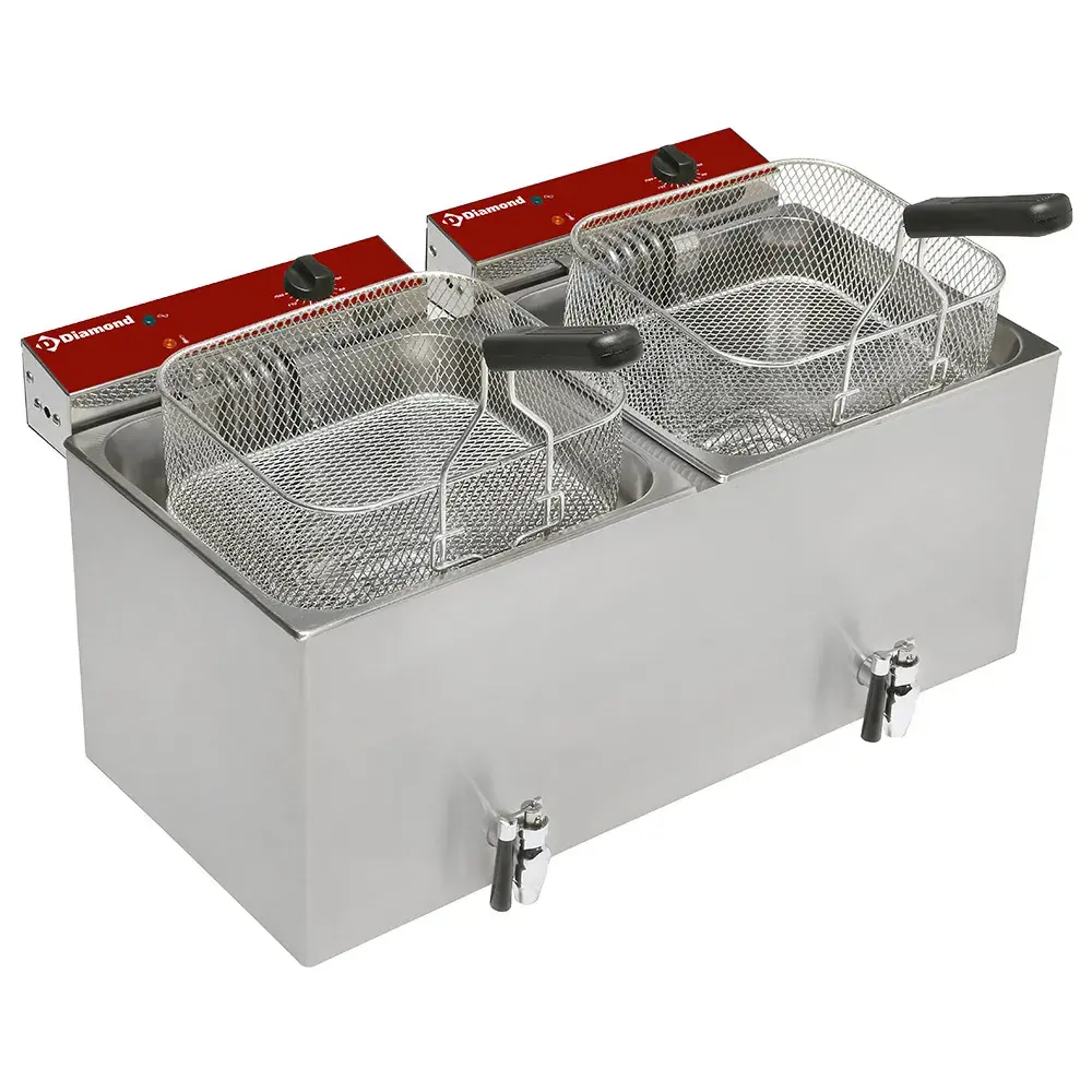 Elektrische friteuse tafelmodel 2x 12 liter + aftapkraan - Main Image