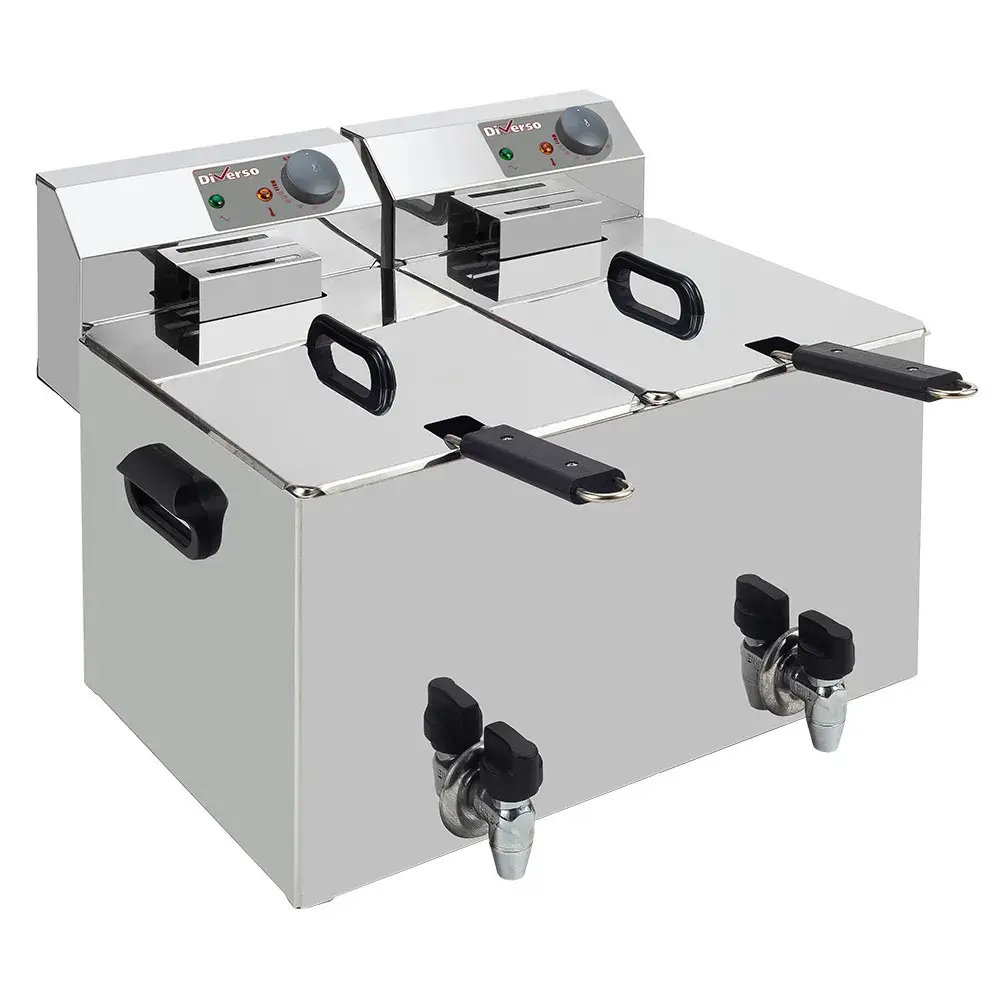 Elektrische friteuse tafelmodel 2x 8 liter + aftapkraan - Main Image