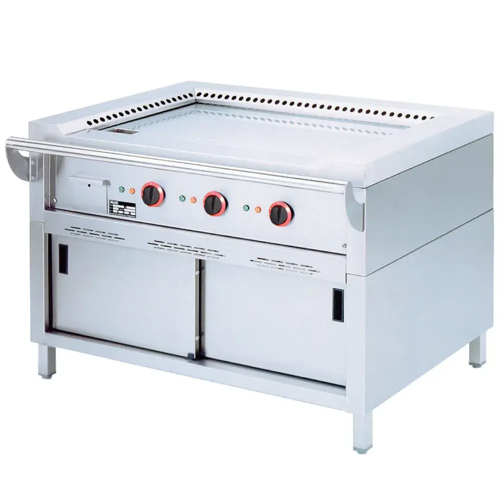 Elektrische "Teppanyaki" plaat, 3 zones (3x 4,7 kW), op kast - Main Image
