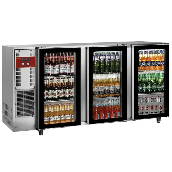 Flessenkoeler, roestvrij staal, 3 glazen deuren, 579 liter - Main Image