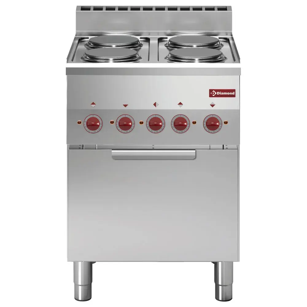Fornuis 4 kookplaten en elektrische convectie-oven GN 2/3 - Main Image