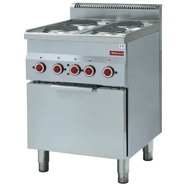Fornuis 4 kookplaten en elektrische convectie-oven GN 2/3 - Main Image
